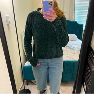 Green chenille hoodie